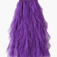 Damenrock Elegante Mehrlagige Volant Romantisches Festkleid in Violett