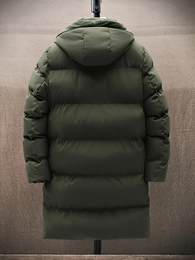 Lässiger langer Steppmantel mit Kapuze für Herren | Ideal für den Winter