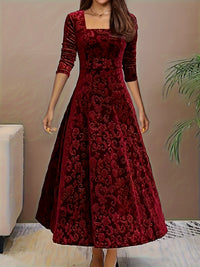 Clarissa | Damen Samtkleid Urlaub Luxuriös Elegant Feminin Modern in Rot