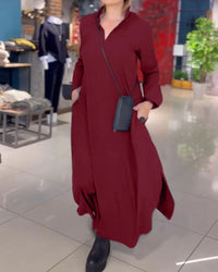 HELENA™ | LANGES WEITES KLEID MIT SEITLICHEN SCHLITZEN in ROT