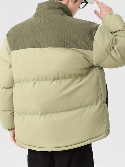 Stilvolle trendige Farbblock-Puffer-Winterjacke für Herren | Ideal für den Winter