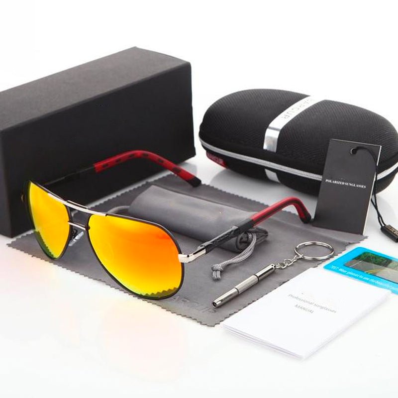 Caleb | Sonnenbrille Polarisierte Edelstahl Pilotenbrille mit UV400 Schutz