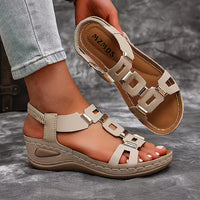 Avellan | Damen Sandalen Offen Komfort Sommer Leicht Feminin in Khaki