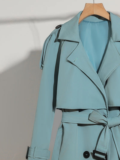 Latina | Damen Langer Doppelknopf-Trenchcoat mit Taillengürtel – Elegante Passform