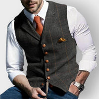 Felix | Herren Slim-Fit Tweed Gilet mit Brusttasche in Dunkelgrau