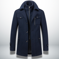 Felix | Herren Smart-Casual Knopf Mantel in Dunkelblau