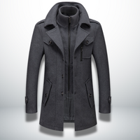Felix | Herren Smart-Casual Knopf Mantel in Grau