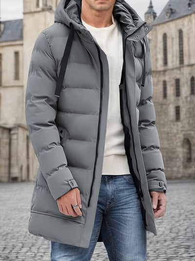 Warme Winterjacke mit Kapuze und langem Design für Herren | Ideal für den Winter