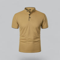 Fionn | Herren Poloshirt mit Stehkragen Kurzarm in Khaki