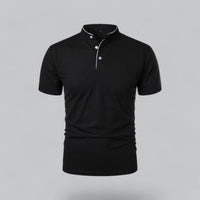 Fionn | Herren Poloshirt mit Stehkragen Kurzarm in Schwarz
