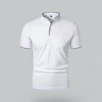 Fionn | Herren Poloshirt mit Stehkragen Kurzarm in Weiß