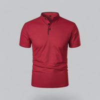 Fionn | Herren Poloshirt mit Stehkragen Kurzarm in Dunkelrot