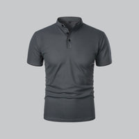 Fionn | Herren Poloshirt mit Stehkragen Kurzarm in Dunkelgrau