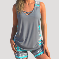 Floriana | Damen Tankini Set mit Shorts in Grau