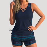 Floriana | Damen Tankini Set mit Shorts in Dunkelblau