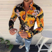 Floriano | Herren Langarm Hemd mit Blumenmuster in Beige