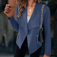 Florinda | Damen Kurzjacke Wasserfallkragen Langarm in Marineblau