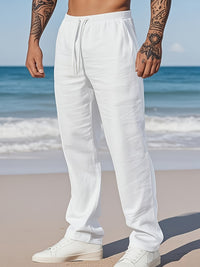 Tom | Herren Sommerhose Straight Fit Kordelzug Komfort Casual Leicht in Weiß