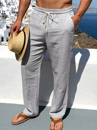 Günter | Herren Sommerhose Straight Fit Elastischer Bund Komfort Casual in Grau