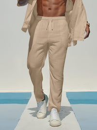 Tom | Herren Sommerhose Straight Fit Kordelzug Komfort Casual Leicht in Khaki