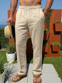 Günter | Herren Sommerhose Straight Fit Elastischer Bund Komfort Casual in Khaki