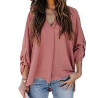 Franka | Damen Schlupfbluse V-Ausschnitt lockere Passform in Rosa