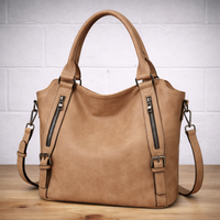 Franka | Damen Schultertasche mit Verstellbarem Riemen in Hellbraun