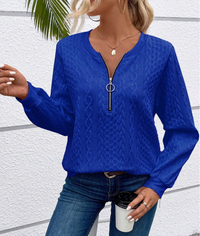 Freya | Weicher Rundhals Strickpullover in Blau