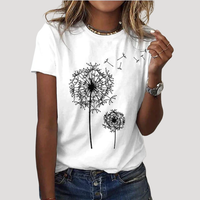Frida | Damen Pusteblume Print T-Shirt in Weiß