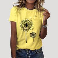 Frida | Damen Pusteblume Print T-Shirt in Gelb