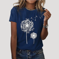 Frida | Damen Pusteblume Print T-Shirt in Blau