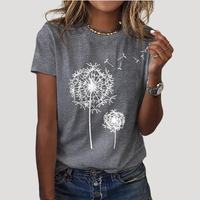 Frida | Damen Pusteblume Print T-Shirt in Grau