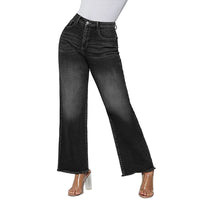 Frida | Weite Knöchellange High-Waist Jeans in Schwarz