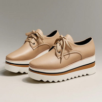 Frieda | Damen Plateau Sneaker mit Schnürung in Beige