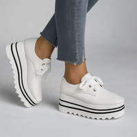 Frieda | Damen Plateau Sneaker mit Schnürung in Weiß