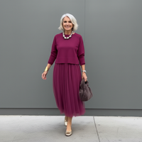 Emmie | Damen Elegantes Zweiteiliges Set Koordiniert Modern Business in Fuchsia