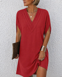 Mara | Elegantes Kleid mit V-Ausschnitt in Rot