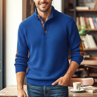 Sebastian | Herren Langarmpullover mit Knöpfen in Königsblau
