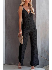 Gabriela | Damen Ärmellos Overall mit Weitem Bein in Schwarz