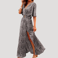 Galatea | Damen Wickel Maxi Kleid mit Schlitz in Grau
