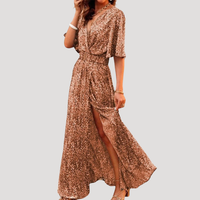Galatea | Damen Wickel Maxi Kleid mit Schlitz in Beige