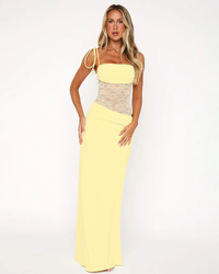 Jacqueline | Damen Maxikleid Elegant Zeitlos Festlich Fließend Modern in Zitrone