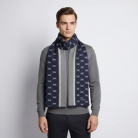 Gemusterter Strickschal für Herren in Blau 1