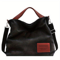 Amelie | Geräumige Canvas Tote Bag mit verstellbarem Schulterriemen in Schwarz