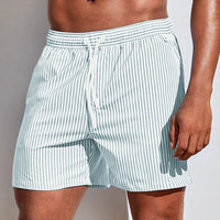 Gestreifte Badeshorts mit Kordelzug für Herren in Hellgrün