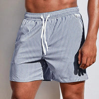 Gestreifte Badeshorts mit Kordelzug für Herren in Hellblau
