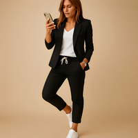 Aletha - Eleganter Damenblazer mit Hose in Schwarz