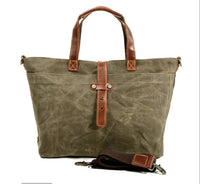 Moritz | Gewachste Canvas Tote Bag mit Lederdetails wasserfest robust in Salbeiholz