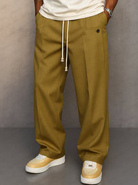 Glen | Herren Wide Leg Hose mit Bundfalte in Khaki