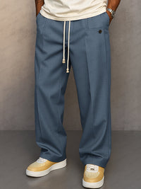 Glen | Herren Wide Leg Hose mit Bundfalte in Blau